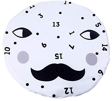 Krabbeldecke für Baby, DOTBUY Kinder Kuschelige Cartoon Spielmatte Runde Teppich Baumwolle Crawl für Gym Kinderzimmer Aktivität Dekoration (90x90cm,Uhr)