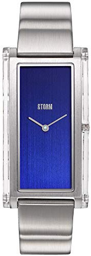 STORM London Plexia Lazer Blue, Damenuhr, Rechteckig, 3 bar Wasserdicht, Mineralglas, Edelstahlgehäuse, 47450/LB