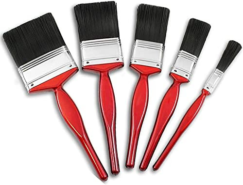 Bizwizz 5pc Professional Paint Brushes with Strong of Bristle Paintbrush Heads 5 Piece Pack Set, Best paint brushes decorating tools & Technique for Architects Red