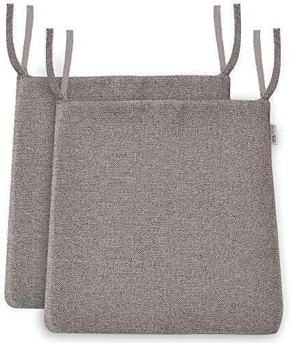 BALCONY & FALCON 2er Set Stuhlkissen, Memory Foam Stuhlkissen x 1, Exquisites Stoff Stuhlkissen x 1, Leinenoptik Stuhlauflage Sitzpolster Auflage für Stühle in Haus und Garten Kollektion Hellbraun