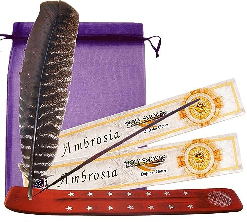 Ambrosia Duft der Götter Berk Räucherstäbchen 5-TLG Set [Sehr feiner Duft] + Räucherstäbchenhalter + Geschenk-Säckchen. 82390-3