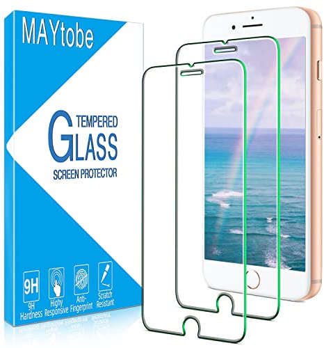 MAYtobe 2 Stück Schutzfolie für iPhone 8 Plus, 7 Plus, 6S Plus, 6 Plus 5,5 Zoll Schutzglas, HD Displayschutzfolie, Frei von Kratzern, Blasenfreie, 9H Härte, 0,33mm Ultra-Klar, Ultrabeständig
