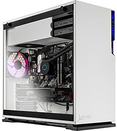 Skytech Shiva Gaming PC Desktop - AMD Ryzen 5 5600X 3.7GHz, RTX 3080 10GB GDDR6X, 16GB DDR4 3200, 1TB NVMe SSD, 750W Gold PSU, 240MM AIO, AC WiFi, Windows 10 Home 64-bit, White