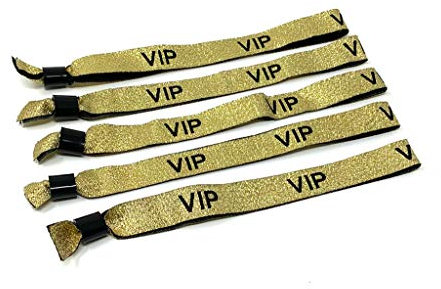 Twist4 VIP Stoff Einlassbänder VIP Stoffbänder Festivalbändchen Kontrollbänder VIP Eintrittsbänder- für Silvester Party Feste Festivals (100, gold/schwarz)