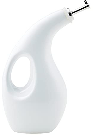Rachael Ray Ceramic EVOO Oil and Vinegar Dispensing Bottle with Spout, 24 Ounce, White