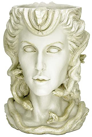 ARCPHIL Medusa Kopf-Pflanzgefäß Weiß Gesicht Vase für Dekor Indoor Pflanztopf mit Drainageloch Blumentopf Outdoor Groß