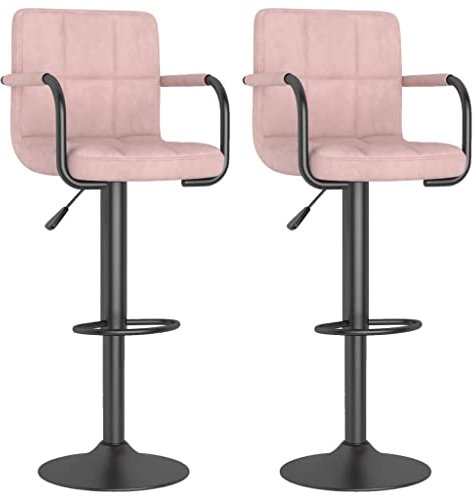 vidaXL 2X Taburetes de Cocina Casa Pub Bistró Restaurante Mostrador Asiento Reposapiés Silla Alta de Bar Moderno Ajustable Terciopelo Rosa