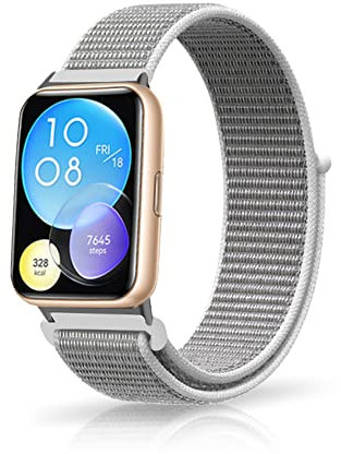 KeeFos Armband Kompatibel mit Huawei Watch Fit 2, Einstellbares Nylon Ersatzarmband Sport Damen Herren Uhrenarmbänder Kompatibel mit Huawei Watch Fit 2 - Weiß