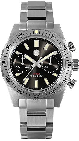 San Martin SN007G 62mas Chronograph Mode Herrenuhren Luxus Seagull ST1901 Uhr Saphirglas 10 Bar manuelle mechanische Armbanduhren, mit Logo, Klassisch