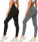 AMIYOYO Leggings Damen 2er Pack Sporthose Fahrradhose High Waist Leggins Blickdicht Elastische Weiche Bauchweg Hosen für Yoga Fitness Outdoor Freizeit(Schwarz+Dunkelgrau,L-XL=DE42-48)