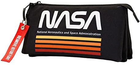 NASA Black-FAN Dreifach Federmäppchen, Schwarz