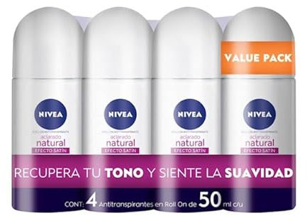 Nivea Deodorant Whitening Pack of 4 Aclarado Natural 50 milliliters 1.7 Fl Oz, 50.0 milliliters