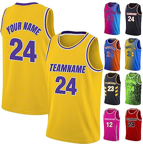 Xiuyours Basketball T-Shirt Benutzerdefinierte Name Nummer für Herren Jungen, Gymnastik Shirts Hosenträger Anpassbare Basketball Originelle Geschenke, S~4XL, Stil 12, L