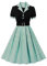 Wellwits Femmes Noir Corset Boutons Pois Plissés Travail Bureau Formel Cocktail Soirée Années 1950 Vintage Costume Robe Rose Vert M