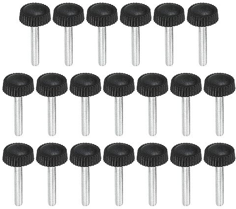 PATIKIL M4x25mm Vite a Testa Zigrinata, 20pz Manopola di Bloccaggio Tondo Serraggio Viti Manopole Bulloni Montaggio Elementi Fissaggio per Illuminazione Mobili Ferramenta Nero
