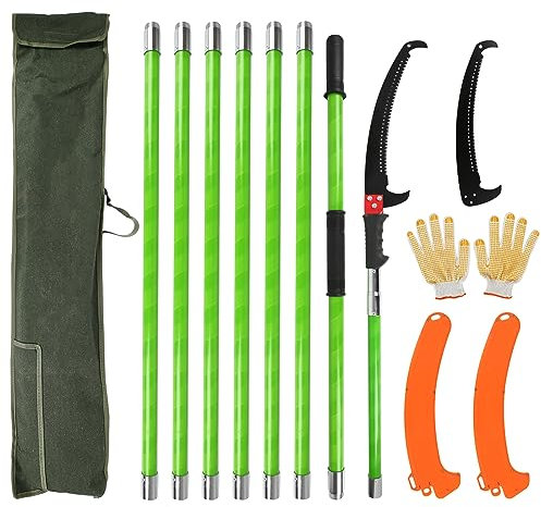 kyaoayo Astsäge Teleskop Baumsäge Einstellbare Länge Astsäge mit Stiel mit Tragetasche und Handschuhen Baumsäge Gartengeräte Set 8m,für Astungsarbeiten und Baumpflege, YHNGBBD-09