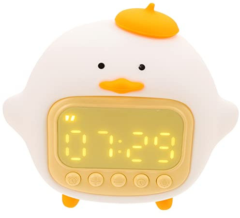 Warmhm 1 Satz Umarmung Ente Wecker Nachtlampe Für Kinder Uhr Nachtlicht Schlafsaal Kleine Uhr Klassischer Wecker Desktop-dekor Tischdekoration Kieselgel Modellierlicht Student Weiß Anzahl