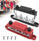 UCkasayfy Verbessert Bus Bar 250A 12V Stromverteilungsblock mit 3/8 (M10) 4-Posts Klemmenblock mit Abdeckung für Automotive, Marine, Batteriesystem (Schwarz & Rot)
