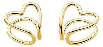 Reffeer Ohrringe aus massivem 925er-Sterlingsilber, Herz, ohne Piercing, Clip-on-Ohrringe, B-Gelb