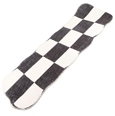 Tapis De Couloir Lavable, Tapis De Couloir à Carreaux Noirs Et Blancs, Antidérapant, pour Cuisine, Entrée, Intérieur, Extra Long, Tapis D'entrée pour la Maison(Motif à Carreaux Noir et Blanc)