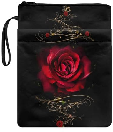 chaqlin Romantische Rose Schulbuchtasche für Frauen und Mädchen, Buchschutztasche mit Griff, für Buchliebhaber, waschbarer Stoff, Buchumschläge, Taschenbuch, Buchtasche