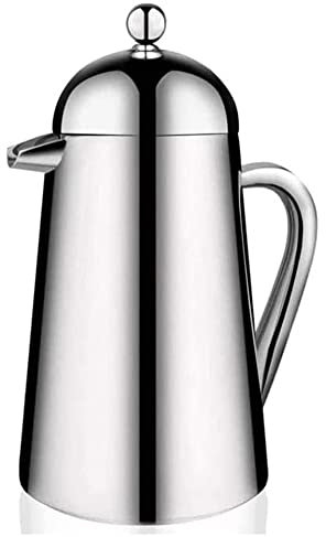 HXCDDGLV Press Coffee Maker, Coffee Press, Caffettiere，Coffee Maker， Large Coffee Maker - 304 Grade Stainless Steel Insulated Coffee Press with 2 Extra Screens, 34oz, Silver
