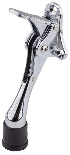 Essible Türfeststeller RVS - Chrom - Türstopper Einstellbar für Innen und Außen mit Fußbedienung Rutschfeste Unterseite Door Stopper Für Leichte und Schwere Tore - 13 x 4 cm