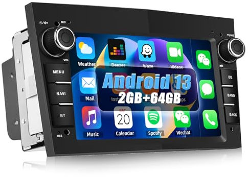 [2+64G] CAMECHO Android 13 Autoradio mit Navi für Opel Corsa d/Astra h/Zafira b/Meriva/Vivaro,7 Zoll Kapazitiv Touchscreen unterstützt Lenkrad Bedienung USB Bluetooth FM Mirror Link-Schwarz