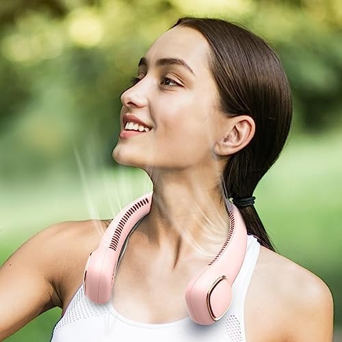 Dancial Ventilador USB,Mini Ventilador de cuello con Batería de 4000 mAh,Ventilador Portátil de 3 Velocidades, Ventilador Manos Libres para Senderismo, Deportes al Aire Libre, Viajes, Hogar