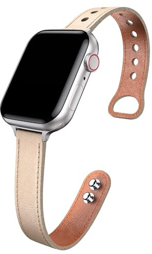 Cinturino in Pelle Compatibile con Apple Watch 45mm 44mm 42mm, Donne Cinturino di Ricambio in Pelle per Apple Watch Series 9/8/7/6/5/4/3/2/1/SE, per iWatch Ultra/2 49mm