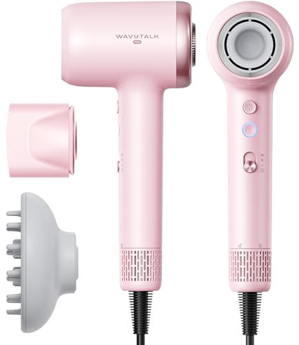 Hair Dryer, Wavytalk Turblow Pro Fast Drying Blow Dryer with Diffuser, High Speed Hair Dryer with 110,000 RPM, Pro Negative Ions for Reduces Damage, Frizz Smoothing, 3 Speeds & 3 Temps, Pink