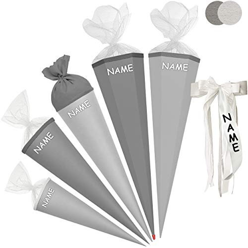 alles-meine.de GmbH Schultüte - Rohling - Silber Glanz - 35-100 cm - freie Farb- und Größenwahl - freie Farb- und Größenwahl - 6 eckig - incl. Name und individueller großer SCH..
