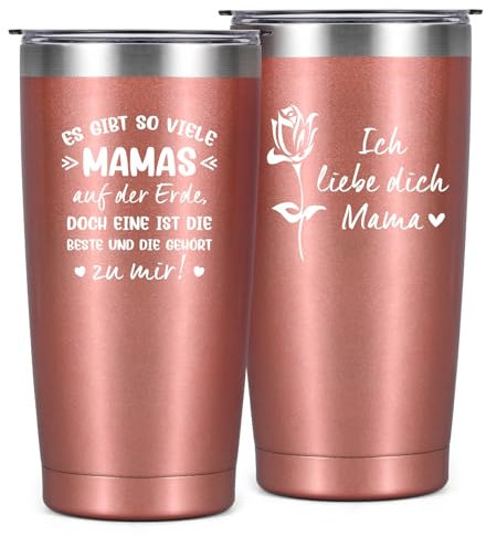 Livole Geschenk für Mama von Tochtor, Muttertagsgeschenke für Mama, Frauen, Mutter Geschenk Weihnachten, Muttertag Thermobecher, 20oz 600ml Doppelwandig Edelstahlbecher