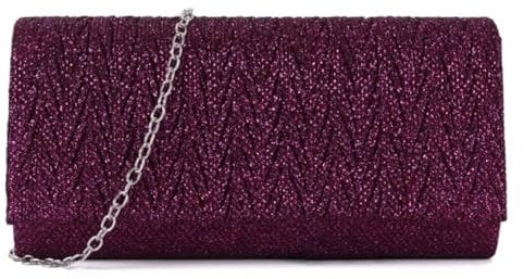 YUEZHAN Abendtasche Damen Clutch Stilvolle Glitzer-Umschlag-Clutch-Abend Tasche Mit Abnehmbarem Ketten Gurt Für Frauen Elegante Hochzeits-Hochzeits-Abschluss Ball-Party-Handtasche Burgund