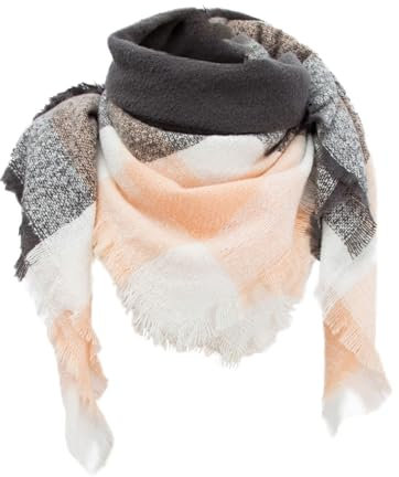 Gelbe Mütze Und Schal für Damen. Karierter Dreiecksschal für Damen Tücher Kinderturnen (Orange, ONE SIZE)