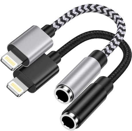 Lightning auf 3,5mm Klinke Adapter, 2 Pack iPhone Aux Adapter [MFi Zertifiziert] iPhone Kopfhörer Adapter kompatibel mit iPhone 14 Pro Max/14 Plus/14/13/12/11/SE/XS/XR/8, Dongle Audio Kabel Splitter