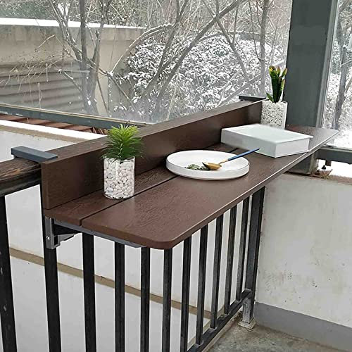 Adjustable Height Balcony Table for Railings Folding Wall Mounted Outdoor Side Table with Floating Shelves Perfect for Small Spaces and Deck Hanging Bar Table