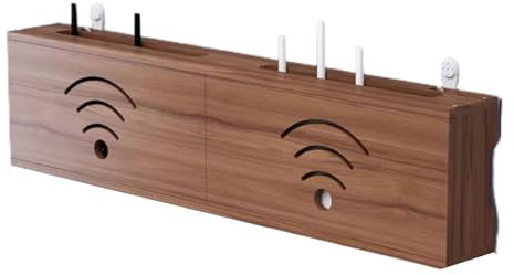 Router Schrank, Holz Dekoration Box, WiFi-Router Aufbewahrungsbox, Router Und Kabel Verstecken Kästen Box, Kabelboxen Wandmontage/Desktop Kabel Aufbewahrungsbox Wooden Box(Walnut color,60*20*10cm)