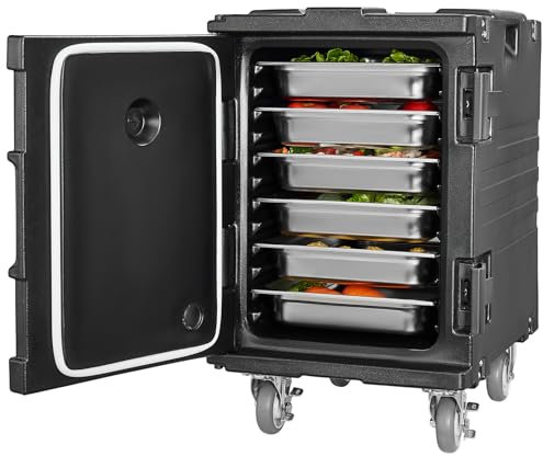 VEVOR Contenitore Riscaldato per Alimenti Ristorazione 90L, Contenitore per Alimenti con Doppie Fibbie Maniglie, Contenitore Isolato per Trasporto Alimenti per Ristorante Catering Eventi Feste, Nero