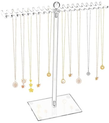Amexo Klassiker Acryl Schmuckständer Multifunktional Ohrringhalter Kettenhalter Schmuck Halter Schmuck Organizer mit Bilateralen Haken für Ketten Ringe Ohrringe Armbänder Transparent