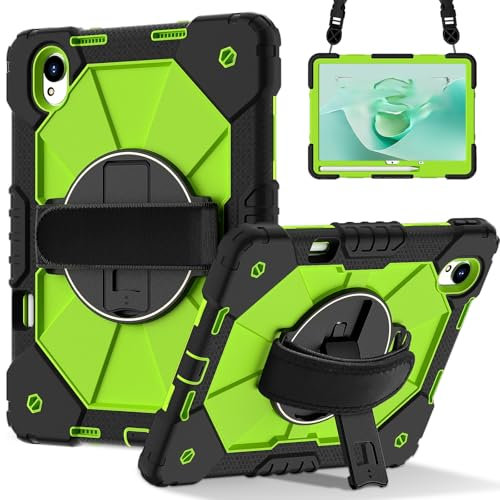 Funda para tablet Huawei MatePad 11.5S de 11.5 pulgadas 2024, protección resistente, soporte giratorio de 360º, soporte para lápices, correa para el hombro (negro y verde)
