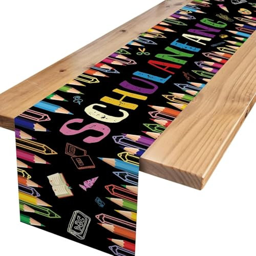 Lemicin Tischläufer Einschulung Tischdecke Tischband Schulanfang Deko für Schulkind Schuleinführung Schulstart Party Dekoration 35 x 180cm