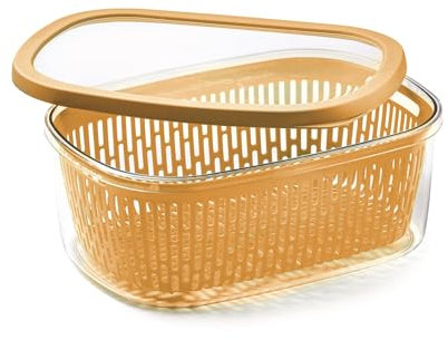 Snips, Salva Aroma 4 LT, Quadratischer Lebensmittelbehälter, Abnehmbarer Innenkorb, Frischhalteverschluss, Senfgelbe Farbe, 28,5 x 20,5 x 11 cm, Made in Italy