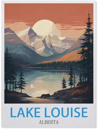 1000 Stück，Lake Louise Arizona Vintage Reiseplakat，Puzzle Für Erwachsene Lernspielzeug Für Kinder Kreative Spiele Unterhaltung Holz Puzzles Home Decor（75x50cm）-BX37