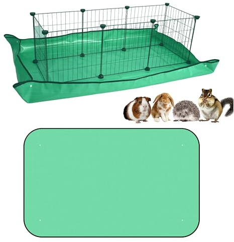 Zuisfau Wasserdichte Meerschweinchen-Käfig-Auskleidung, 150 x 100 cm, extra dicker PVC-Boden für Kaninchenstall, C&C-Käfig, Laufgitter, Schmutzfangschutz, Schnappkanten, für drinnen und draußen, Grün