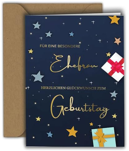 Edition Colibri Geburtstagskarte für Ehefrau – FÜR EINE BESONDERE EHEFRAU – Glückwunschkarte für Mädchen & Frauen I Premium Klappkarte mit Umschlag I A6