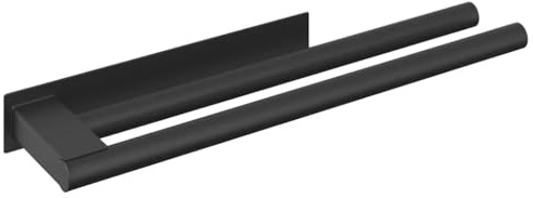 vidaXL Towel Rack Black 40 x 9 x 4 cm Stainless steel, Modern Rectangular Wall-Mountable Towel Rack, Space Saving Design, Stainless Steel Holder, Bathroom Organizer Accessory