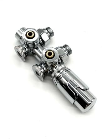 ERFU - Valvola radiatore multiblock - Design termostatico | Raccordo universale a pavimento e parete | M30 x 1.5 | Kit di riscaldamento moderno 2 in 1 (acciaio cromato)