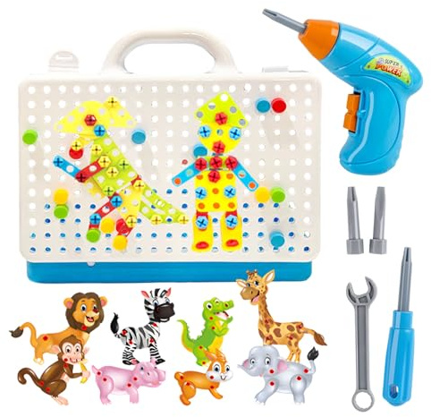 Electric Drill Puzzle Playset - /Set Electric Drill and Screwdriver Toy,Tool Educational Set, Creative Construction, Girls Aged 4-6