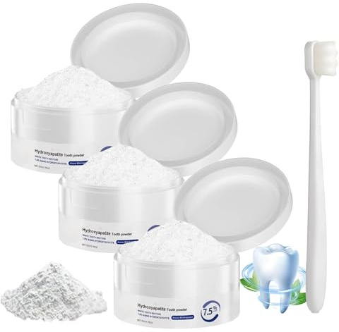 Mikrokristallines Hydroxylapatit-Pulver, Zahnpasta Weisse Zähne Mit Zahnbürste, Für Empfindliche Zähne Und Aufhellung, Zahnstärkung, Sanfte Minze, Frischer Atem, für Männer und Frauen (3)
